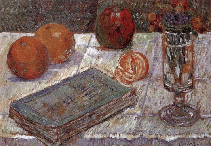 Paul Signac The still life having book and oranges Spain oil painting art